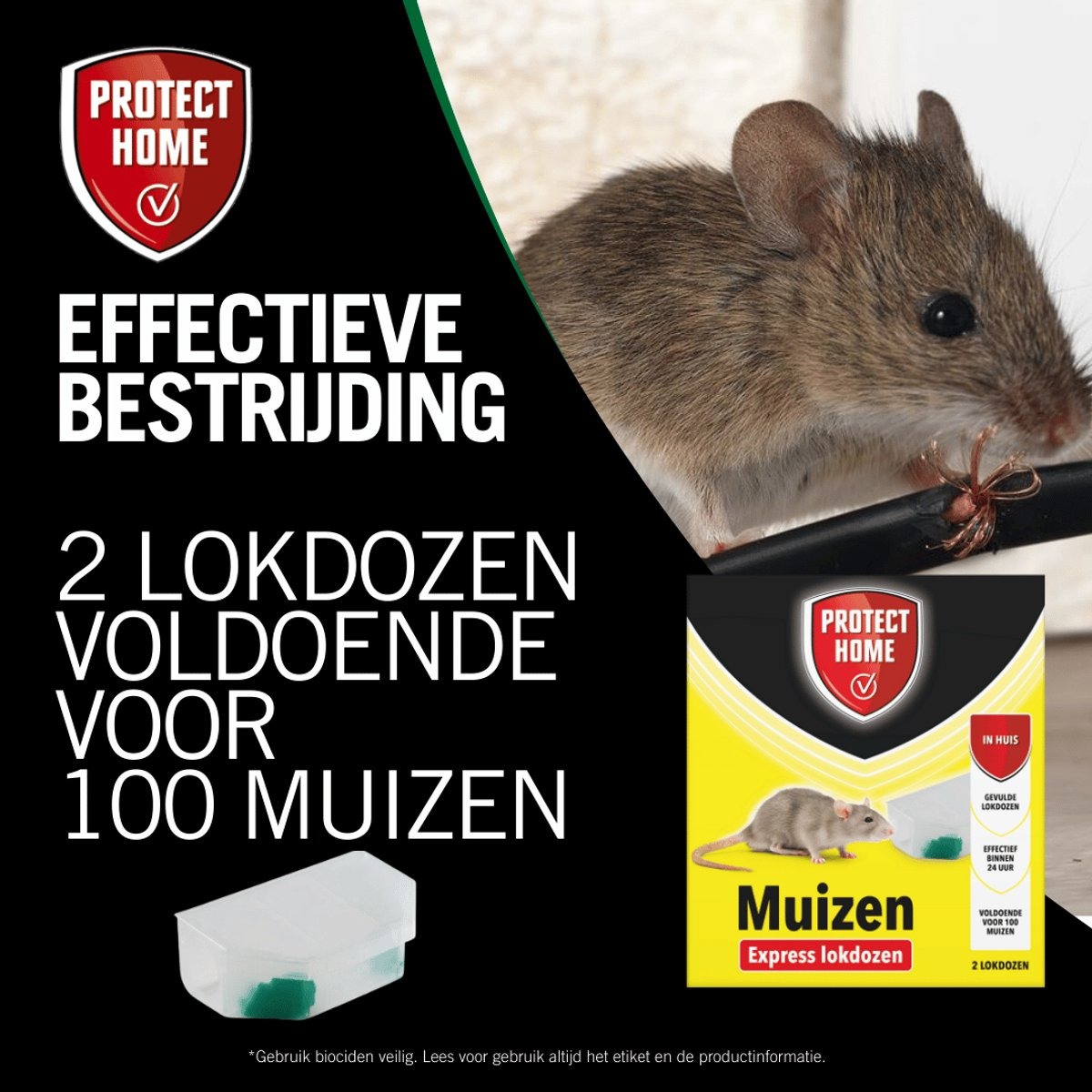 Protect Home Express muizenmiddel 2st - muizengif in lokdoos