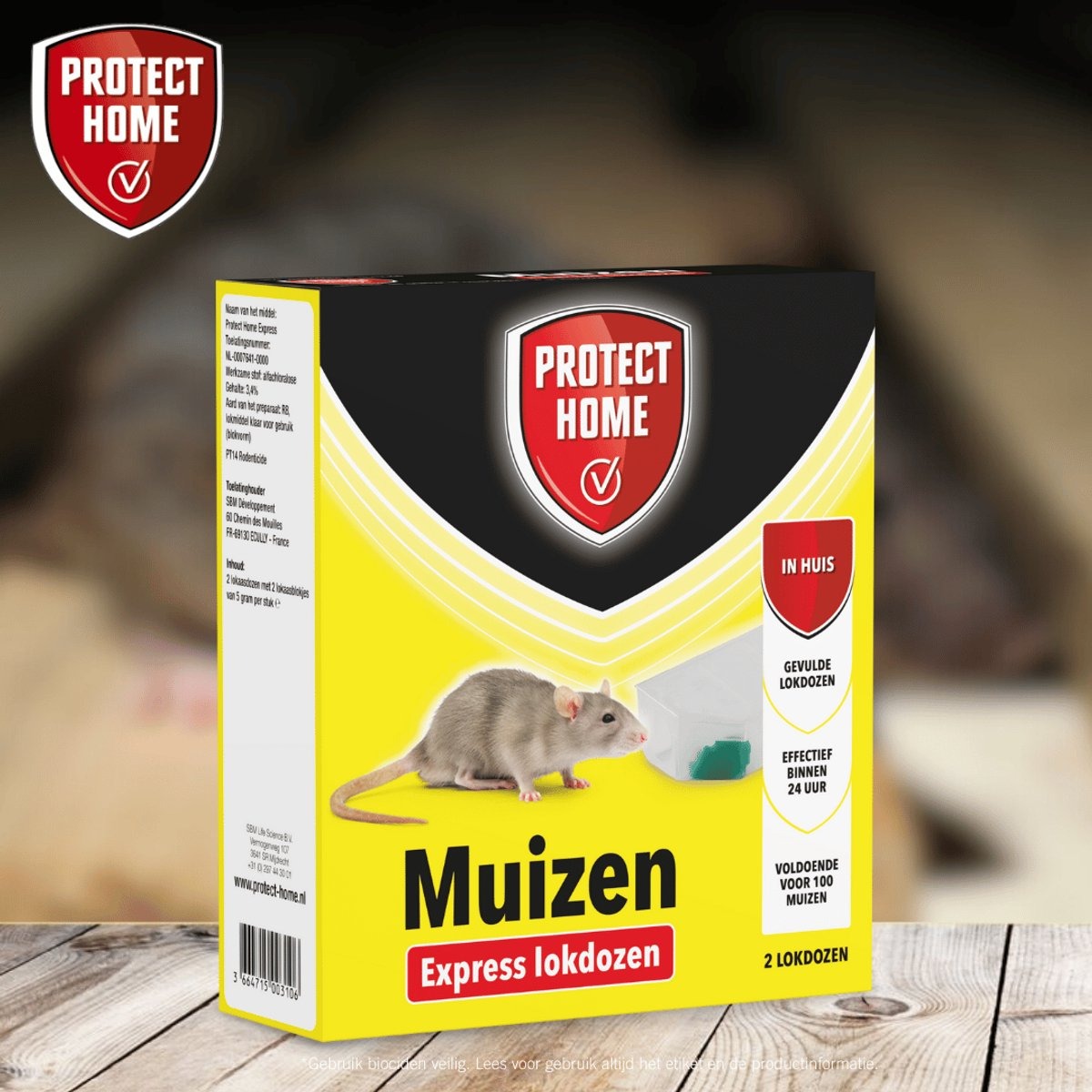 Protect Home Express muizenmiddel 2st - muizengif in lokdoos