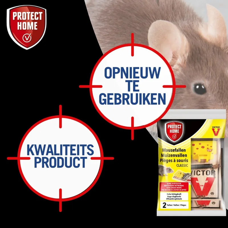 Protect Home Victor Pest Houten Muizenval - 2 stuks