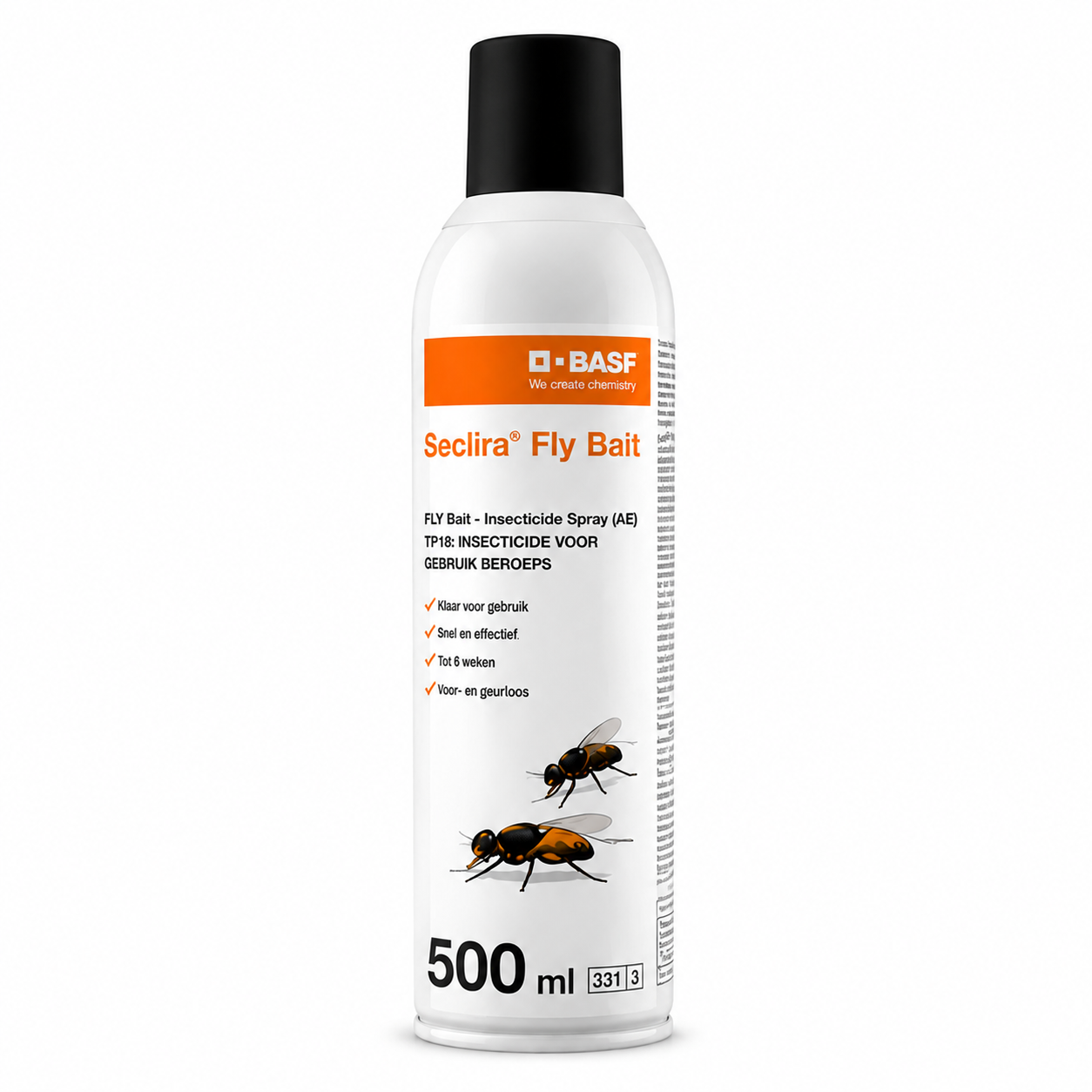 fly bait, insecticide spray, 500 ml, orange label, black cap